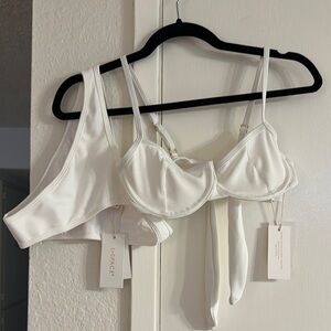 L Space White Ribbed Bra and Panty Set